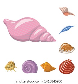 Vector illustration of seashell and mollusk icon. Set of seashell and seafood  stock vector illustration.