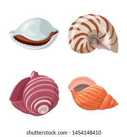 Vector illustration of seashell and mollusk logo. Set of seashell and seafood stock vector illustration.