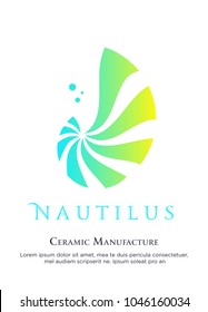 Vector illustration with seashell nautilus. Object for your logo / card / flyer. Ceramic manufacture logo design