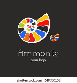 Vector illustration with seashell nautilus. Object for logo, card. flyer. Summer time hand drawn objects. 