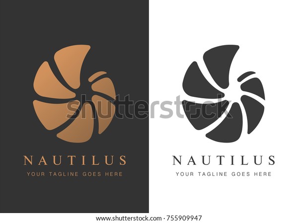 Vector illustration with seashell nautilus. Object\
for your logo / card /\
flyer.
