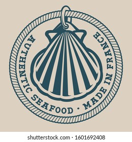 Vector illustration of a seashell in vintage style. Perfect for logos, shirt design and many other 
