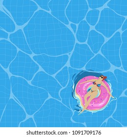Vector illustration. season element design. Hand drawn enjoying the pool and relaxing time at summer holidays.