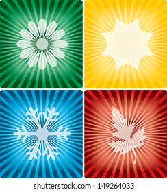 Vector illustration of season symbols with backgrounds.