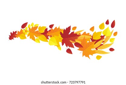 Vector illustration, seasonal decorative design element, autumn leaves wave.