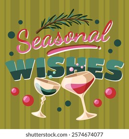 Vector illustration of Seasonal Wishes A Festive Toast