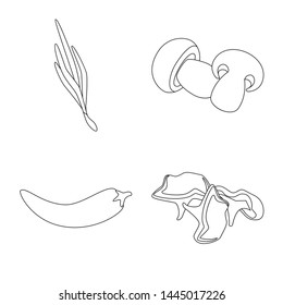 Vector illustration of seasonin and ingredient symbol. Collection of seasonin and aroma stock symbol for web.
