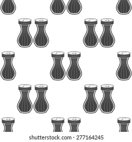 Vector illustration of seasoning icon. Salt and pepper on white background. Seamless pattern.