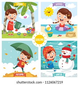 Vector Illustration Of Seasons - Shutterstock ID 1126067219