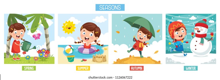 Vector Illustration Of Seasons - Shutterstock ID 1126067222