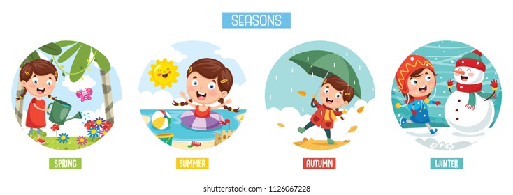 Vectores, imágenes y arte vectorial de stock sobre Seasons Kids ...