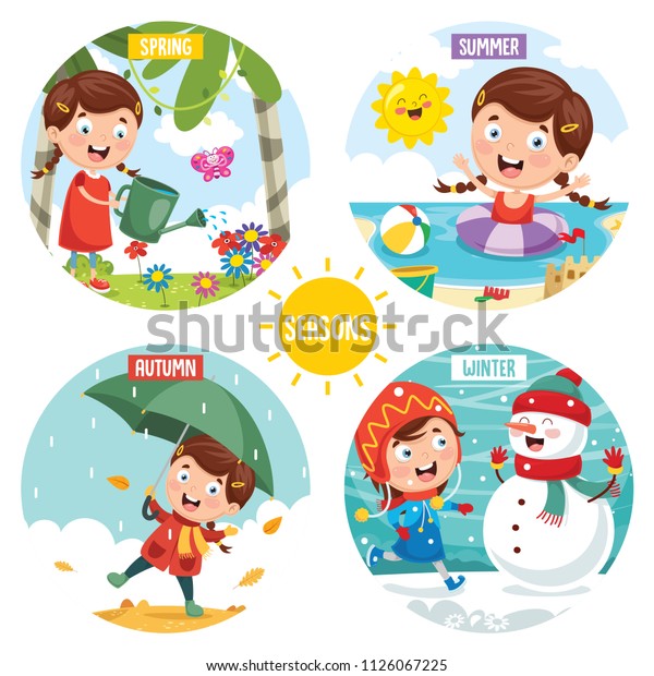 Vector Illustration Seasons Stock Vector (Royalty Free) 1126067225