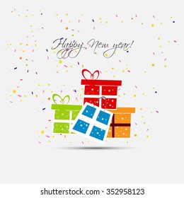 Vector illustration or seasons greeting for happy new year 2016.