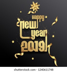 vector illustration of seasons greetings background for Happy New Year 2019
