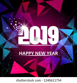 vector illustration of seasons greetings background for Happy New Year 2019