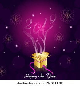 vector illustration of seasons greetings background for Happy New Year 2019