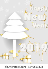 vector illustration of seasons greetings background for Happy New Year 2019