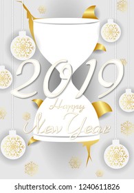 vector illustration of seasons greetings background for Happy New Year 2019