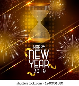 vector illustration of seasons greetings background for Happy New Year 2019