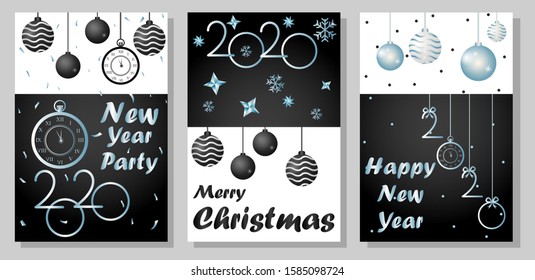 vector illustration of seasons greetings background for Happy New Year 2020