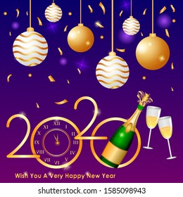 vector illustration of seasons greetings background for Happy New Year 2020