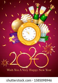 vector illustration of seasons greetings background for Happy New Year 2020