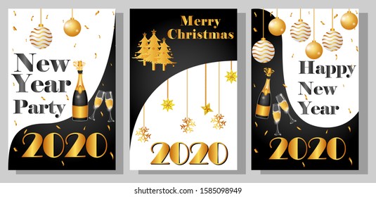 vector illustration of seasons greetings background for Happy New Year 2020