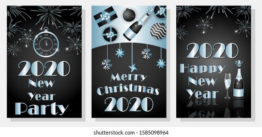 vector illustration of seasons greetings background for Happy New Year 2020