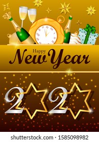 vector illustration of seasons greetings background for Happy New Year 2020