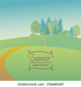 Vector illustration of the seasons, hot summer