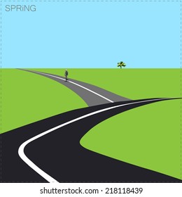 Vector illustration, seasons of the year, flat design, bright contrast colors