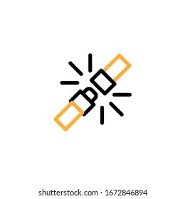 Vector illustration, seat belt icon. Line and two colour design template