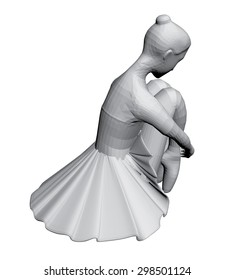 Vector illustration of a seated ballerina. 3D. Isolated. EPS 8.