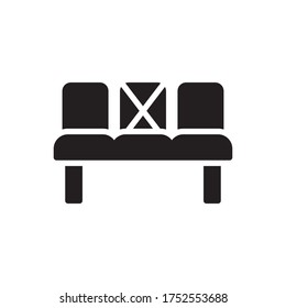  Vector illustration seats distance icon or logo black color with line design style