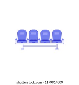 Vector illustration seat's  in waiting room in flat style, isolated on white background.