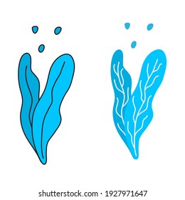 Vector illustration of seaweed. Cute drawing in flat style and doodle style. Marine algae illustration