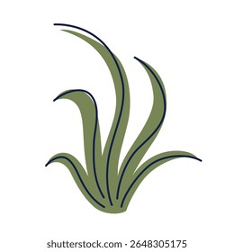 Ilustração vetorial do ícone de algas marinhas em estilo de desenho animado plano. Planta subaquática rabiscar para projetos oceânicos, materiais de biologia marinha, livros infantis, decoração de aquário, projetos educacionais e criativos
