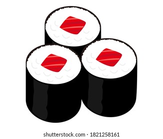  Vector illustration of seaweed roll . sushi roll . Tuna seaweed roll