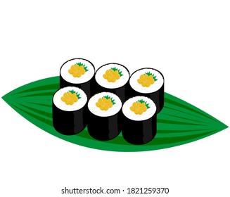  Vector illustration of seaweed roll . sushi roll . Natto roll