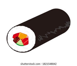  Vector illustration of seaweed roll .  Thick Sushi Roll