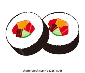  Ilustración vectorial del rollo de algas.  Espeso rollo de sushi