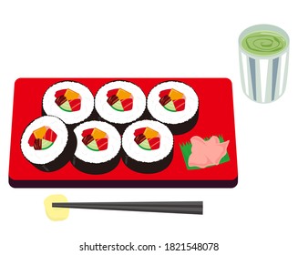  Vektorgrafik der Algenrolle .  dick Sushi Roll