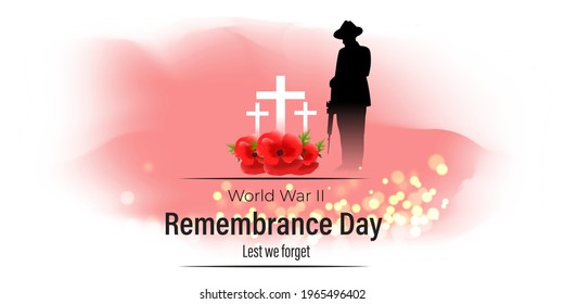 vector illustration for second world war remembrance day-lest we forget