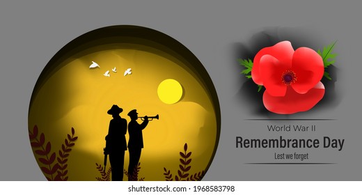 vector illustration for second world war remembrance day-lest we forget