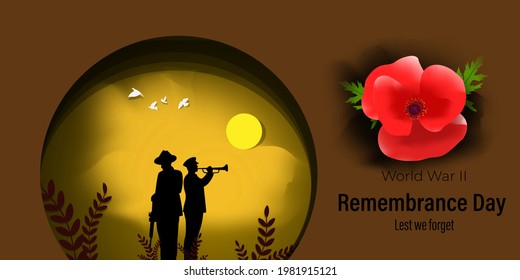 vector illustration for second world war remembrance day-lest we forget