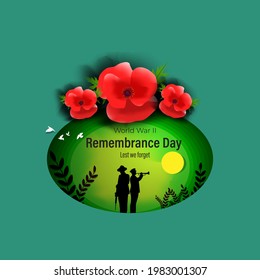 vector illustration for second world war remembrance day-lest we forget