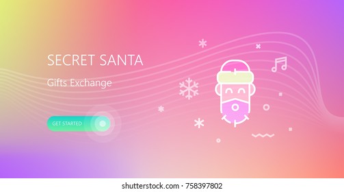 Vector illustration of Secret Santa Claus banner on colorful background.