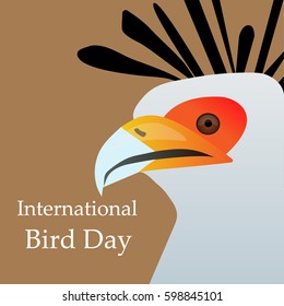 Vector illustration of a secretary bird sagittarius serpentarius. International bird day