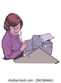 Vector illustration of secretary is typing