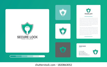 Vector illustration of secure lock logo design template. Isolated on a colored background.